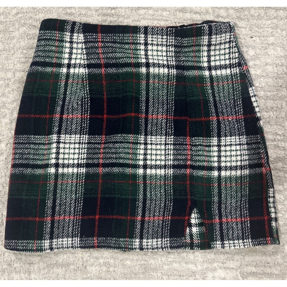Women's Plaid Mini Skirt Blue Green Red Size S 100%‎ Cotton Academia